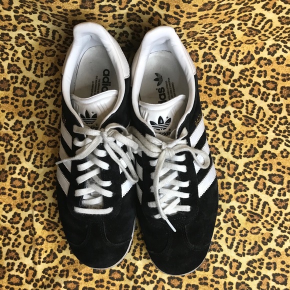 Adidas Gazelle Suede & Leather Trainers Bk/Wh 8.5 - Picture 2 of 8
